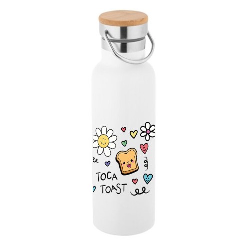 TocaToast Good Vibes Edelstahlflasche mit Bambusdeckel