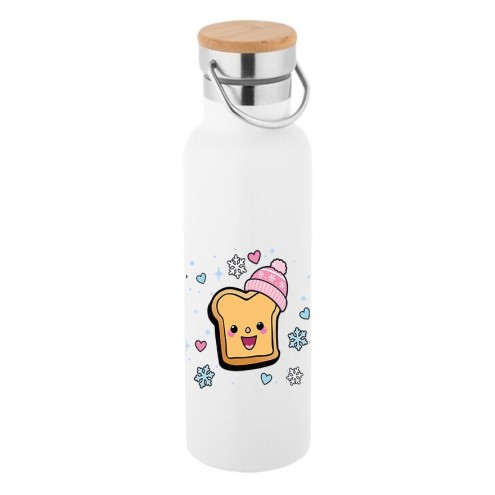 Bouteille en acier inoxydable TocaToast Cozy Days avec bouchon en bambou